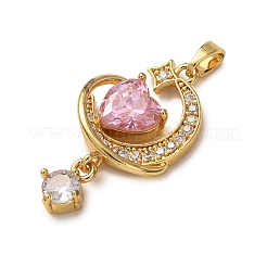 Pendentifs avec zircon cubiques à micro-pavés en laiton&nbsp;KK-F939-10G-02