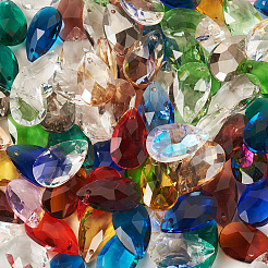 100шт граненые стеклянные подвески в форме капли&nbsp;GLAA-KS0001-11