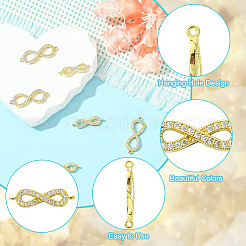 6 шт. 2 стиля звеньев бесконечности из латуни с микропаве из прозрачного кубического циркония класса ААА&nbsp;ZIRC-CJ0003-34