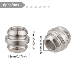 6 шт. бусины из нержавеющей стали марки 304 STAS-BC0003-34