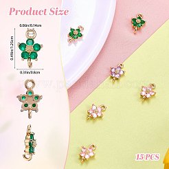 15 pièce de 3 couleurs de liens/connecteurs en verre transparent&nbsp;GLAA-SZ0002-39