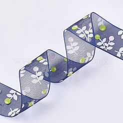 Цветочные узоры с принтом из полиэфирной ленты из органзы&nbsp;ORIB-Q034-01