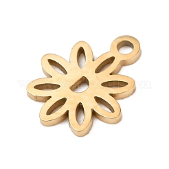 304ステンレススチールチャーム  花のチャーム  ゴールドカラー  9.5x7.5x0.7mm  穴：1mm&nbsp;STAS-A125-13B-G