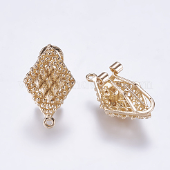 合金製スタッドピアスパーツ  カン付き  菱形  ゴールドカラー  25.5x16mm  穴：1mm  ピン：0.7mm&nbsp;PALLOY-F201-11G