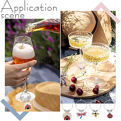 20 stücke 10 arten blume & biene & schmetterling & käfer legierung emaille baumeln wein glas charme&nbsp;AJEW-BC0003-17