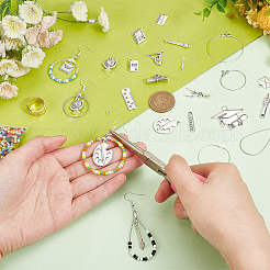 卒業式をテーマにしたDIYイヤリング作りキット  合金と304ステンレススチールのチャームを含む  ペンチ  真鍮ペンダントフープピアスパーツ  鉄のフック  パレットと本と筆ペンと定規  ミックスカラー  862個/箱&nbsp;DIY-PH0017-72