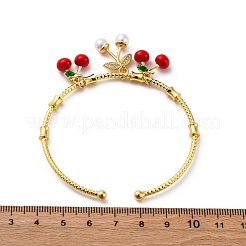 Браслеты-манжеты из латуни с микропаве из прозрачного кубического циркония BJEW-M075-01G