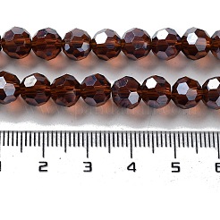電気メッキガラスビーズ連売り  パール光沢メッキ  ファセット（32ファセット）  ラウンド  シエナ  8x7mm&nbsp;EGLA-R015-8mm-18