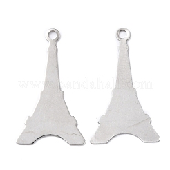 変色しにくい201ステンレススチールペンダント  エッフェル塔  ステンレス鋼色  36x20.5x0.5mm  穴：2.2mm&nbsp;STAS-K217-59