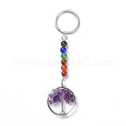 Edelstein und natürliches Amethyst Chakra keychain&nbsp;KEYC-P037-A02