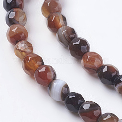 Граненый круглый окрашенный натуральный полосатый агат / полосатый агат&nbsp;G-G581-4mm-M
