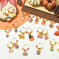 18 Stück Thanksgiving Day Glas Weinglas-Anhänger&nbsp;HJEW-SW00214-01