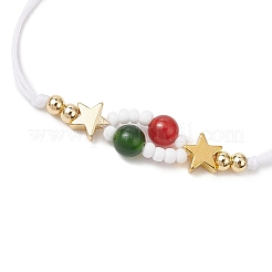 Bracelets tressés en perles de rocaille en verre sur le thème de Noël pour femmes&nbsp;BJEW-MZ00189-01