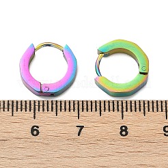 304ステンレススチール研磨効果フープピアス  イオンプレーティング（ip）  虹色  13x13.5x4mm&nbsp;EJEW-M001-35A