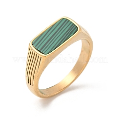 Кольца из натурального малахита из нержавеющей стали 316l для женщин&nbsp;RJEW-U054-02C-01G