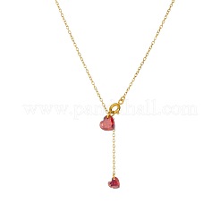 Lariat-Halsketten aus Edelstahl 304 mit Rubin-Strassen in Herzform&nbsp;WGB7D9D-01