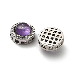 Messing-Pavé-Mehrstrangglieder mit natürlichem Amethyst&nbsp;KK-D366-01P-C