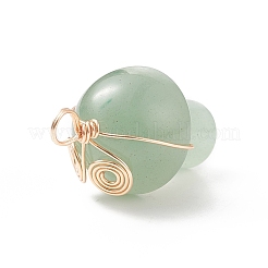 Подвески из медной проволоки с натуральным зеленым авантюрином PALLOY-TA00006-02