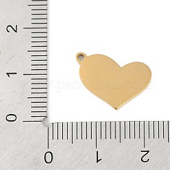 イオンプレーティング（IP）304ステンレスペンダント  ハートチャーム  ゴールドカラー  11x17x1.5mm  穴：1mm&nbsp;STAS-C108-15G