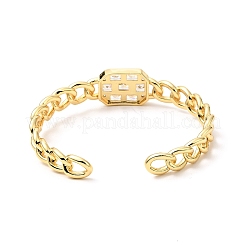 Прозрачный кубический цирконий прямоугольный открытый браслет-манжета&nbsp;BJEW-J165-06G