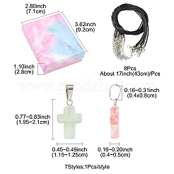 Наборы для самостоятельного изготовления ожерелий с подвеской из натурального и синтетического драгоценного камня и вощеного шнура DIY-FS0008-46