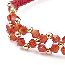 Glasgeflochtenes Blumengliedarmband für Frauen&nbsp;BJEW-TA00130-03