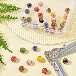 32шт 7 цвета ручной работы золотой песок бусины лэмпворк LAMP-FS0001-30