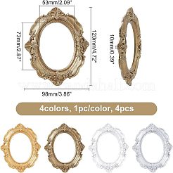 4 шт. 4 цвета овальные фоторамки из смолы в стиле ретро AJEW-FG0001-48
