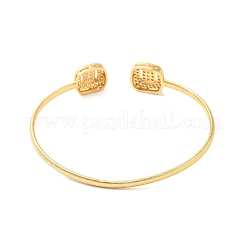 Прозрачный кубический цирконий квадратный открытый браслет-манжета BJEW-G652-06G