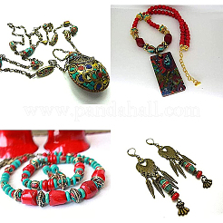 50шт смешанные старинные золотые бусы ручной работы тибетского стиля TIBEB-PH0003-01