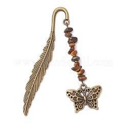 10 шт. бусины из натурального смешанного драгоценного камня и закладка из сплава AJEW-JK00349