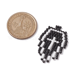 シードグラスペンダント  クロス  ハロウィン用  ブラック  38x24.5x2mm  穴：1.5mm&nbsp;PALLOY-MZ00236