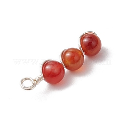 Подвески из натурального зеленого авантюрина/аметиста/сердолика/тигрового глаза/розового кварца/лазурита/белого нефрита с круглыми бусинами из медной проволоки PALLOY-JF03442-02