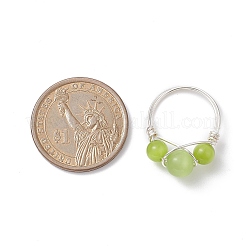 Anello da dito con perline occhio di gatto&nbsp;RJEW-JR00560-02