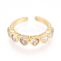 Латунные кольца-манжеты с микропаве и прозрачным цирконием для женщин KK-T074-14G