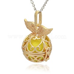 Pendentifs à cage ronde creuse en laiton doré&nbsp;KK-J237-04G