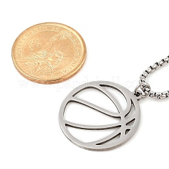 201 нержавеющая сталь лазерная резка баскетбольная подвеска коробка цепи ожерелья для женщин мужчин&nbsp;LS-NJEW-Q004-04P