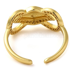 Открытые манжеты из латуни с бантом и микро-паве с прозрачным цирконием для женщин RJEW-Z070-06G