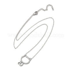 Ожерелья с подвеской в виде контура кошки из нержавеющей стали 304 для женщин NJEW-F339-03P