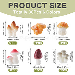 30 шт. 6-цветные украшения из смолы с грибной тематикой&nbsp;DJEW-TA0001-27
