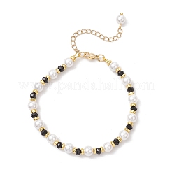 Браслеты из круглых бусин из ракушечного жемчуга и окрашенного натурального малайзийского нефрита для женщин BJEW-JB12031-02