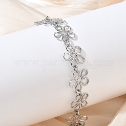 Bracelets à maillons creux en acier inoxydable 304 martelé pour femmes&nbsp;BJEW-F539-01A-P