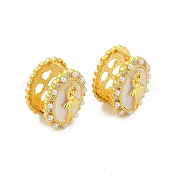 Овальные серьги-кольца с изображением девушки-балерины из латуни с микропаве из прозрачных кубических цирконий для женщин&nbsp;EJEW-Q391-36G