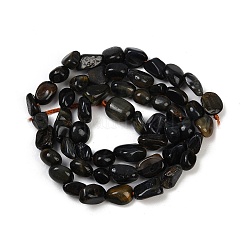 Нити бусин из натурального крашеного синего тигрового глаза G-Q060-D09