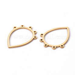 304ステンレスシャンデリア部品リンク  ティアドロップ  レーザー切断  ゴールドカラー  24x18.5x1mm  穴：1.5mm&nbsp;STAS-T052-27A-G