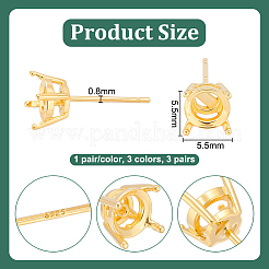 3 пара 3 цветов 925 фурнитуры для сережек-гвоздиков из стерлингового серебра&nbsp;FIND-PH0025-90