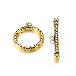 Tibetan Style Toggle Clasps, Antique Golden, Lead Free, Cadmium Free and Nickel Free, Ring: 26x21mm, Hole: 2mm, Bar: 37mm, Hole: 2mm