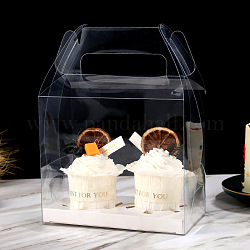 Faltbare transparente Cupcake-Boxen für Haustiere, tragbare Bäckereiboxen, Rechteck, Transparent, 160x90x140 mm