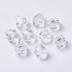 Perline acrilico trasparente, sfaccettato bicono, chiaro, su 10 mm di diametro, Foro: 1.5 mm