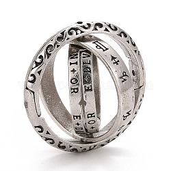 Складное кольцо на палец из сплава с астрономической сферой, космическое вращающееся кольцо для успокаивающей медитации, античное серебро, размер США 7 1/4 (17.5 мм)